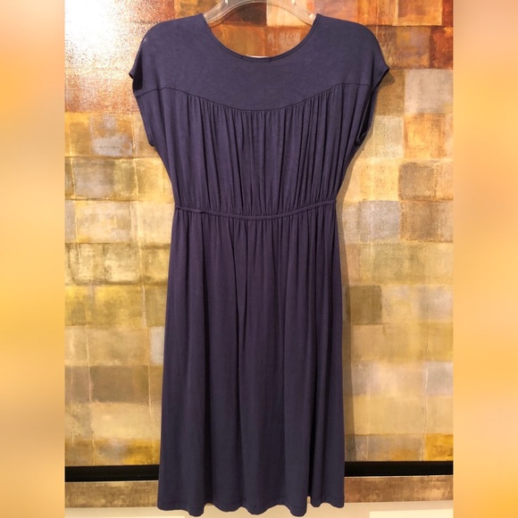 MAI TAI Blue-Purple Deep SS V-Neck Pleated Dress EUC - Picture 2 of 7